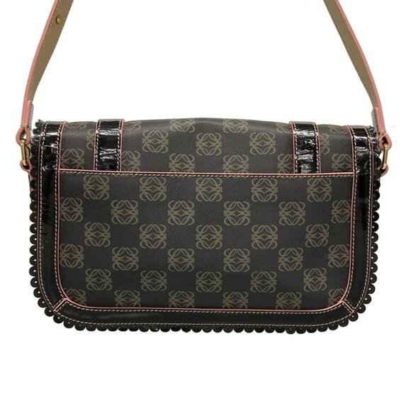 LOEWE Macadam Black Pink PVC Patent Leather Shoulder Bag 296-080925 - Picture 2 of 14